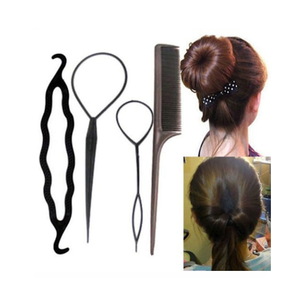 Hair Bun Kit Verktyg för Hår Styling Hårbulle svart