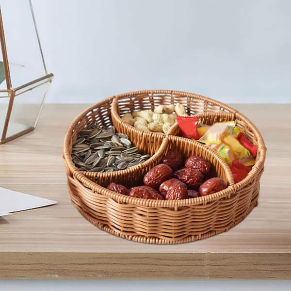 Rund frukt- og snackskurv med skillevegger, 4 rom