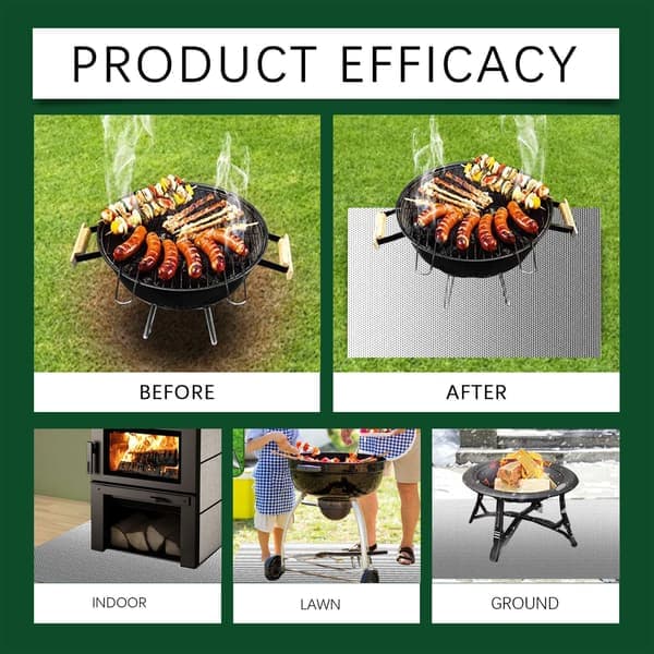 152*99 cm grillmat brandsäker uteplats vattentät skyddsmatta för grill Silver