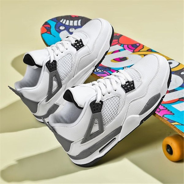 Men's Air 4 Retro Klassiska skateskor Fitness Basket Casual Arbete Löpning Promenad Zapatos A4blue_SSDLV 2 Aj4white Grå 8 UK 2 Aj4white Grå 8 UK