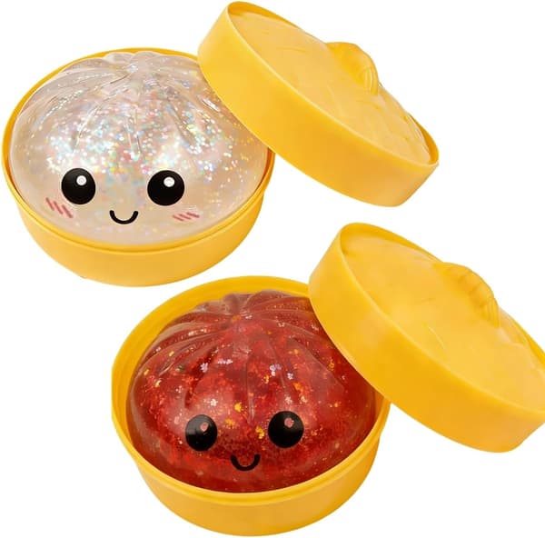 Glitter Dumpling, Glitter Dumpling Squishy Box, Dumplings Squishy, Angstlindring Fidget, Myk Klembar Dekompresjonsdeig 2 stk
