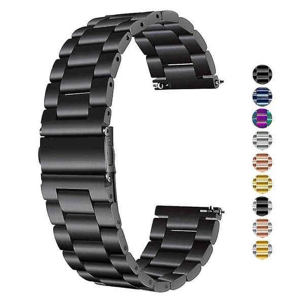 Seiko Armbånd 24mm Sorte Rustfri Stål Armbåndsure til Mænd/Kvinder black 24mm