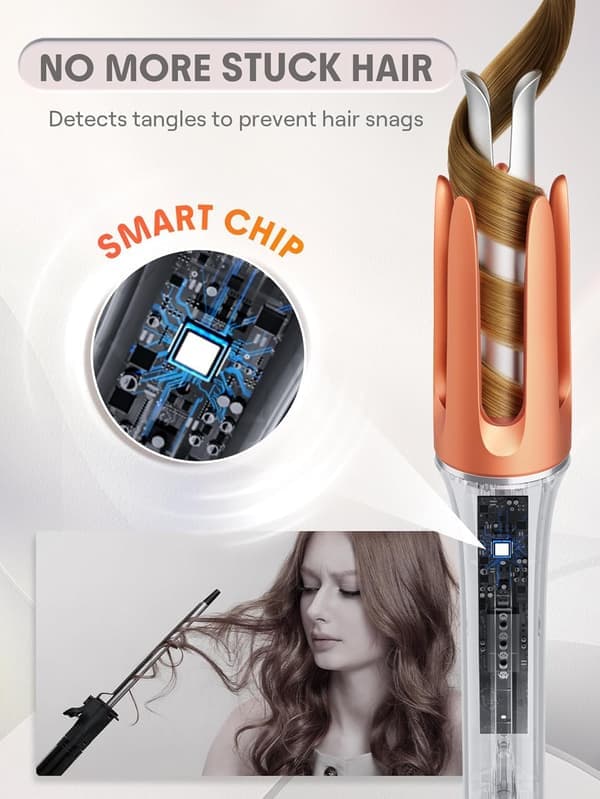 Automatic Rotating Curling Iron - 3 Temperature Settings, Fast Heating, Bidirectional, Anti-Scald, Anti-Tangle & Auto Shut-Off