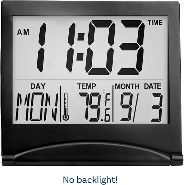Digital clock foldable travel alarm clock - Compact alarm clock with temperature and date display - Digital alarm clock