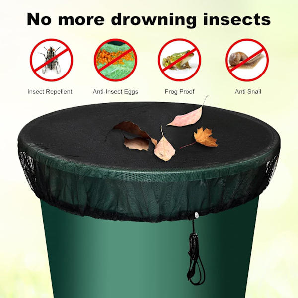 2PCS Regnfat Mesh-skydd, Tank Mesh Protector Vattenuppsamlingshinkar Tunnor Cirka 37,4 Tum Nätnät för att hålla myggor, löv