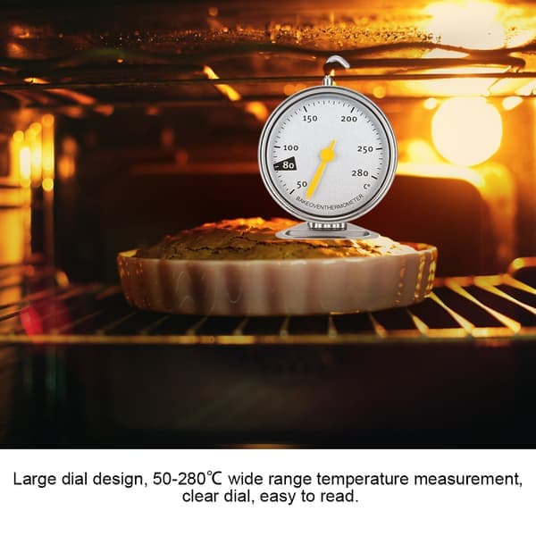 Ovntermometer i rustfrit stål med stor urskive, krog, køkkengrej 50-280℃