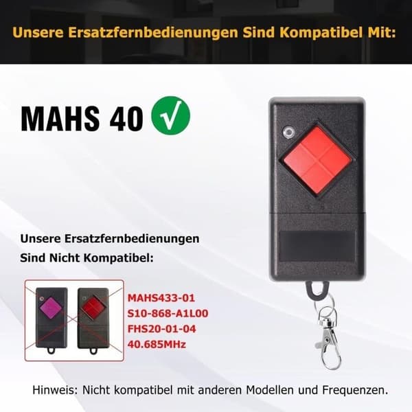 Sett med 3 erstatningsfjernkontroller for Dickert 40.685 MHz garasjeporter, kompatibel med Dickert MAHS40-01, MAHS40-04