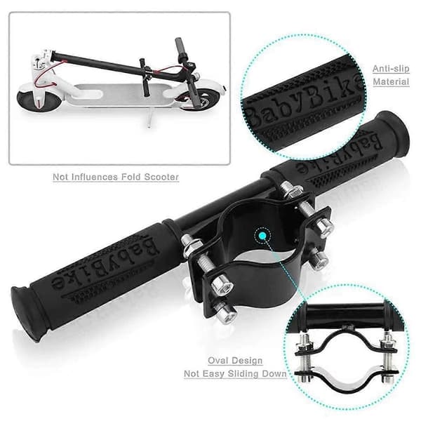 Scooter Kids Handlebar Child Armrest for Mobile Scooter Non-slip Silicone Suitable for M365 Adjustable Bracket Has Words Black