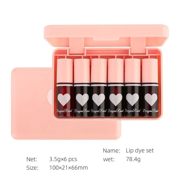 6 färger Lip Tint Stain Set Korean Lip Gloss Lip