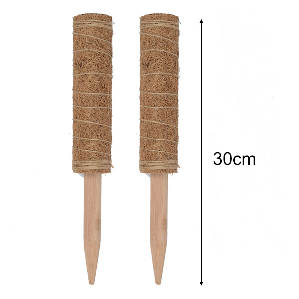 Stöd för klätterväxter 30 cm, 2 st kokosfiberstöd, kokosmosspinne för klätterväxter, kokosstolpe för Monstera trädgårdsväxt