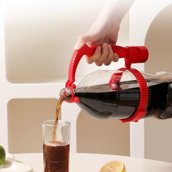 Adjustable Bottle Handle with Built-in Bottle Opener - Multifunctional Holder for Oil and Beverage Bottles with Lid Support - Durable PP & TPE