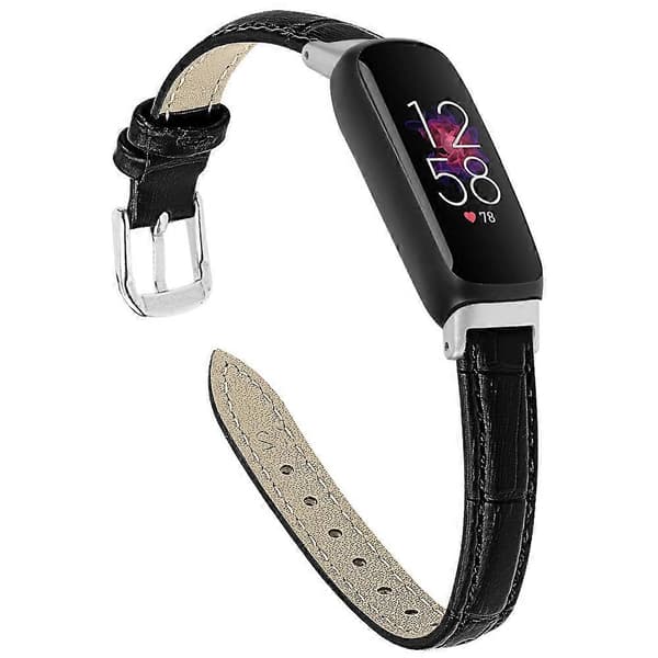 Erstatningsrem til Fitbit Inspire 3, Bambusmønstret PU-læder, Justerbar Urrem Black