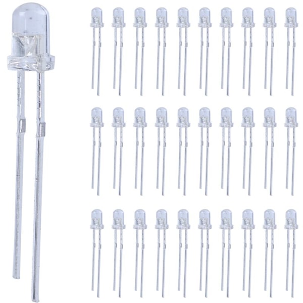 80 stycken 3mm vita LED-lampor DC 2.5V-3V
