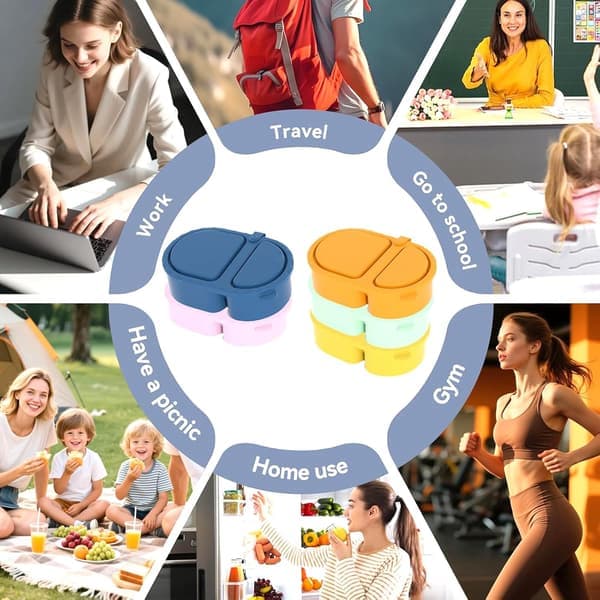 Silicone Dual Compartment Spice Box, Snack Container, Dishwasher Safe, Stackable Snack Box, Storage Box