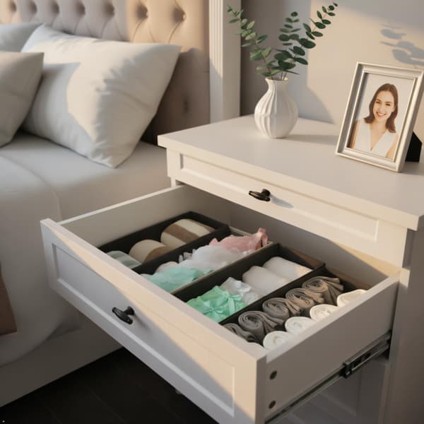 Sock Drawer Organizer 3-Pack - Foldable Fabric Storage Bins for Underwear, Dividers, Small Closet Organizers with 3 Compartments, Grey