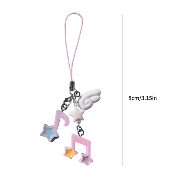 Star Charm Keychain Phone Strap for Mobile Devices Alloy Plastic Design Beaded Chain Secure Loss-Proof Functionality Rose Red