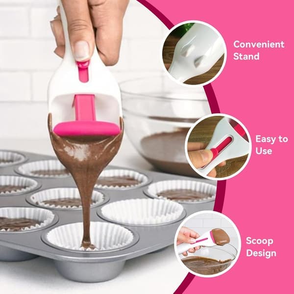 Muffin Batter Spoon, Muffin Batter Scoop with Push Button, Baking Spoon for Baking, Pastries and Cake Decoration