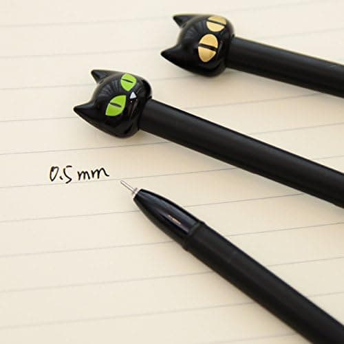 4X søde Kawaii sorte kattegelpenne skrivematerialer skoleartikler 0,5 mm