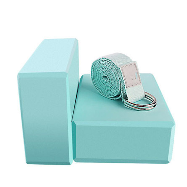 Kork Yoga Block 2 Pack EVA Skum Yoga Block Set av 2 Yoga Block med Rem, Yoga Tegelstenar med Rem, Yoga Block Yoga Tegel Yoga Kub Stretch Block