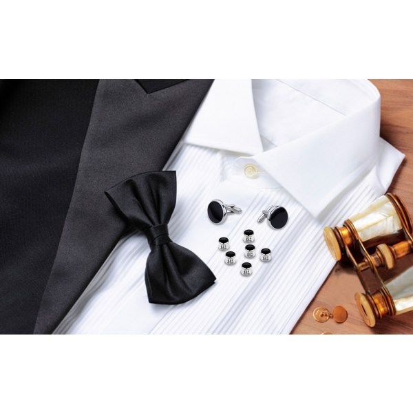 Manschettknappar och manschettknappar set smokingskjortor Manschettknappar svarta onyx manschettknappar för män, klassiska smokingknappar Match för företag