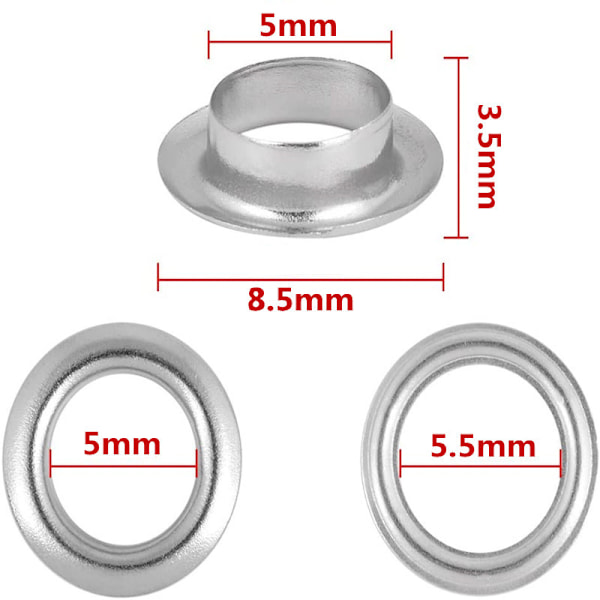 Eyelet Grommet Kit - 200 set (4 färger x 50 set) + 3 verktyg + förvaringslåda
