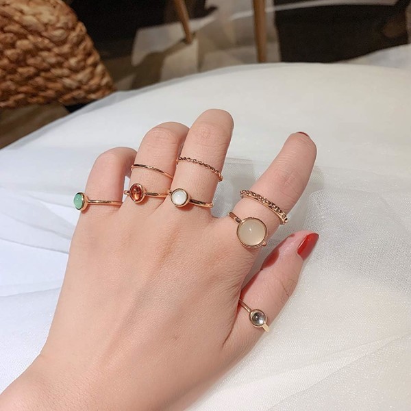 8 st Silver Star Moon Knuckle Ring Set för kvinnor Flickor Vintage Stapelbara Midi Finger Rings Set