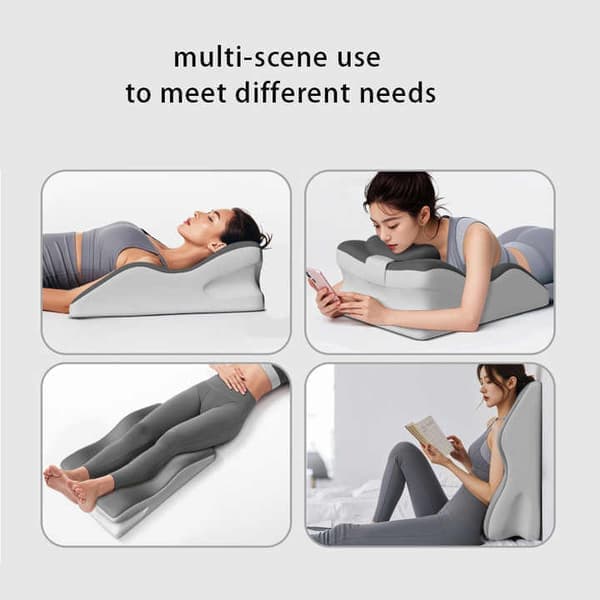 Reading Pillow Ergonomic Wedge Pillow for Backrest Lumbar Support Pillow Relaxation Pillow for Sitting or Reading in Bed Grey