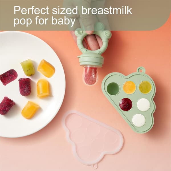 Babyfrugtføder med ispindeform, velegnet til babyer i alderen 3-12 måneder, en bidelegetøjsgave til babyer (grøn).