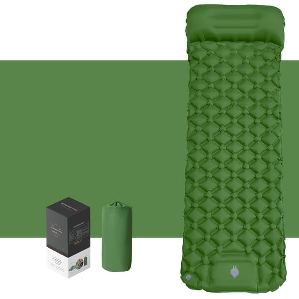 Ultralight Inflatable Sleeping Pad for Camping Built-in Pump Ultimate for Camping Hiking Army green
