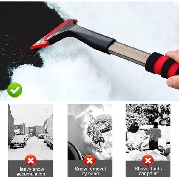 Ice Scraper, 42 cm Snow Scraper with Non-Slip Handle, Extended Snow and Ice Scraper for Car Windshields and Home Windows (Red)