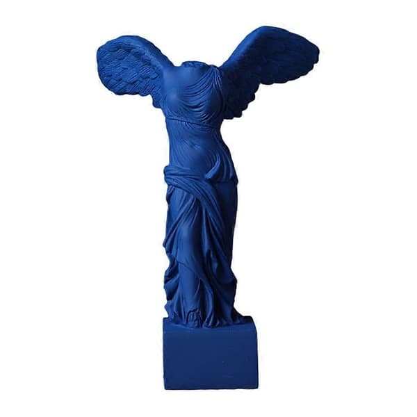 Nike fra Samothrake Græsk Gudindestatue Blå Blue 10x15cm