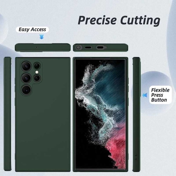 Samsung S23 Ultra Gummibelagd Mattgrönt Skal Kameraskydd Liquid - Grön