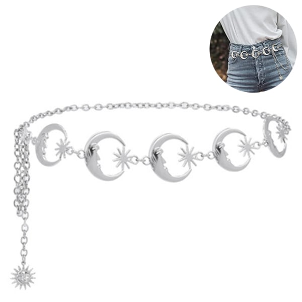 Moon Star metall midjekedja hänge magbälte kroppskedjor Smycketillbehör för kvinnor och flickor