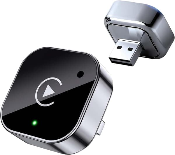 CarPlay-adapter til iPhone og Android, Mini kablet til trådløs adapter til CarPlay og Android Auto, Plug and Play, Stabil forbindelse og ingen forsinkelse