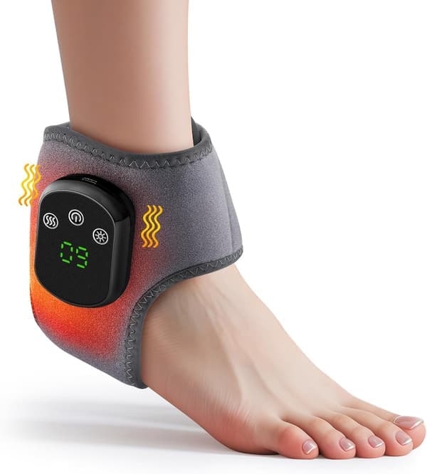 Wireless Ankle Massager with Heat Function, Ankle Heating Pad, USB Rechargeable Heat Brace/Warmer.