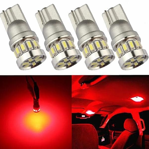 T10 w5w Canbus Punainen 4 kpl LED-polttimot 12v / 24v Punainen