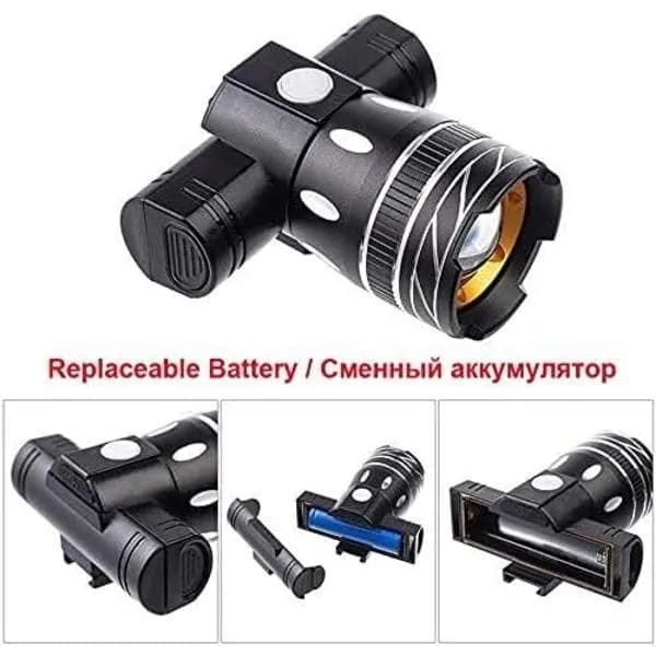 Super Bright 2000 Lumen Bicycle Headlight, USB Rechargeable, Waterproof, Adjustable Focus, Safe Lighting for Night Riding, Black.
