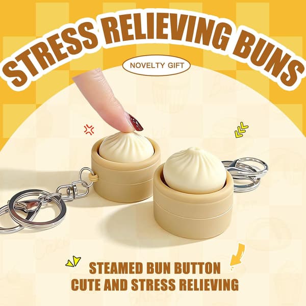 2-pack Dumpling Keyboard Push Pop Toy – Crisp Sounds, Buttery Smooth Stress Reliever, Remote Click Keychain, Silent Anxiety Fidget for Adults at Work