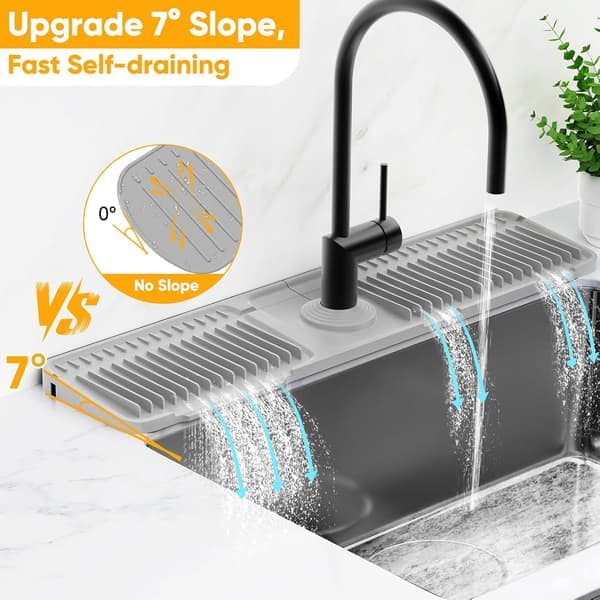 Sink Splash Guard - Foldable Faucet Diverter with Snap Lock and 7° Self-Draining Design for Sink Protection