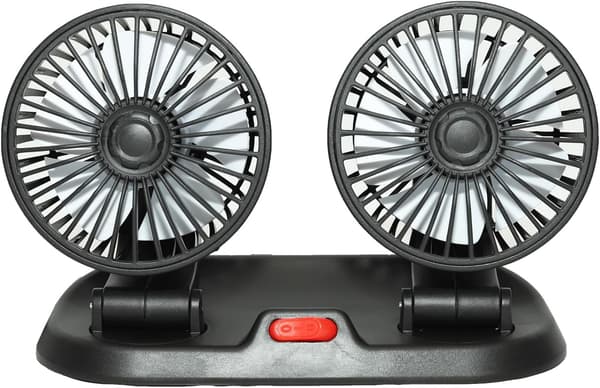 Adjustable Dual Head Car Cooling Fan - Brushless Motor - 2 Speeds, 360° Rotation, for Car Dashboard, Powerful Cooling Solution.