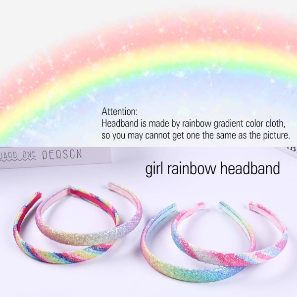 Regnbågspannband för flickor, glitterpannband för barn, färgglada hårband med printed , sjöjungfrupannband för baby , flickor (8 st)