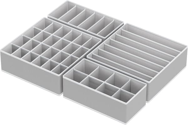 Simple Houseware Garderobe Undertøj Organizer Skuffeinddeler 4-pak, Grå