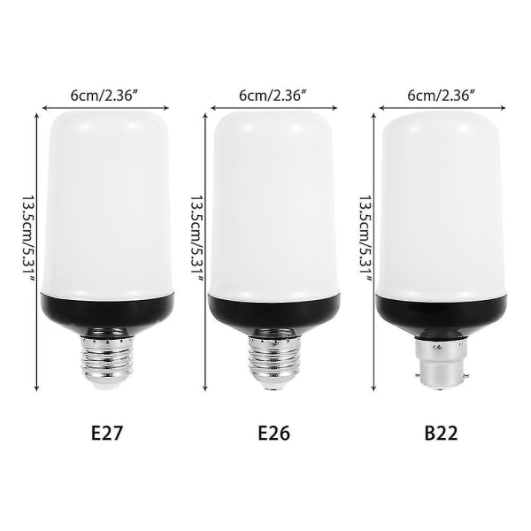2 st LED-flamlampa 5w simulerad flammeffekt Halloween dekorationslampa (E27 gul flamma)