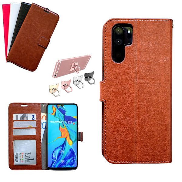 Huawei P30 Pro - Läderfodral / Skydd Vit Vit