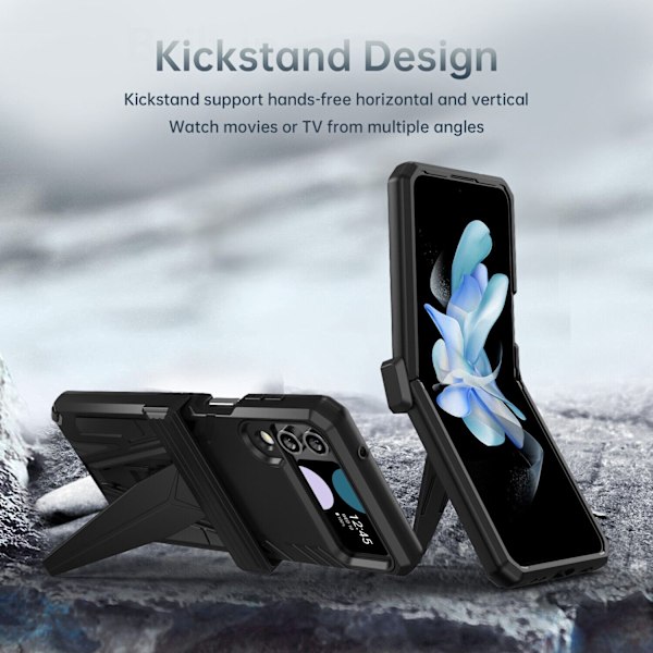 Samsung Galaxy Z FLIP 4- Stötsäkert magnetiskt Armor Skal- SVART