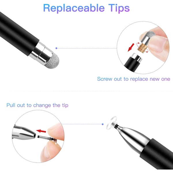 Stylus för iPad (2 st), StylusHome magnetisk skiva universell styluspenna pekskärmar för Apple/iPhone/Ipad pro/Mini/Air/Android/Microsoft/Surface
