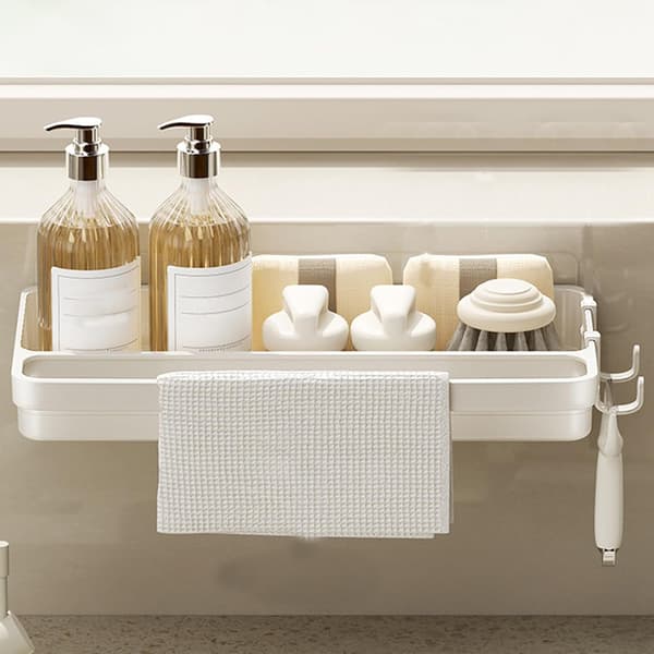 Sink Organizer - Countertop Sponge Holder, Compact Drain Organizer, Multifunctional Soap Dish for Brushes & Scrubbers, Bathroom.