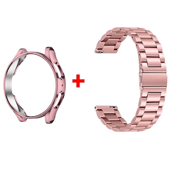 Band+ Armband för Samsung Galaxy Watch 6 5 4 44mm 40mm Classic 46mm 42mm Rostfritt Stål Galaxy Watch 3 5 Pro 41 45mm Rem pink pink pink pink