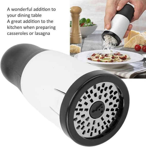 Rotary Cheese Grater with Non-Slip Handle and Removable Top.