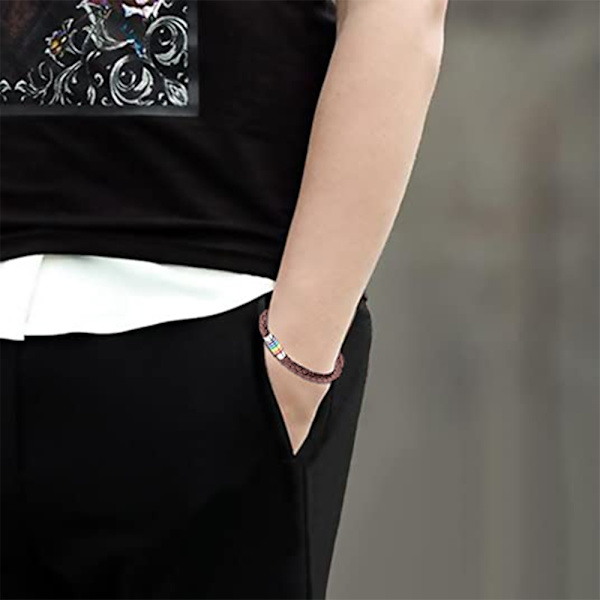 2 st rostfritt stål flätat läderarmband för män kvinnor handled manschett armband